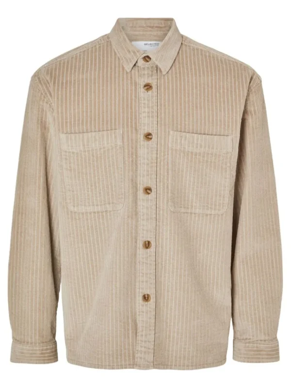 Overtøj | Skjorter>SELECTED CORDUROY OVERSHIRT Beige