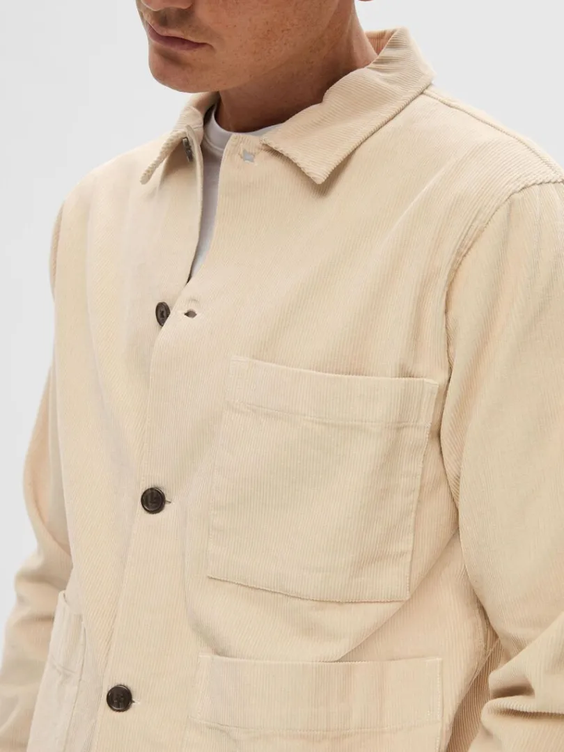 corduroy_overshirt_4-4.webp Overtøj | Skjorter>SELECTED CORDUROY OVERSHIRT Beige