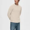 Strik>SELECTED CREW NECK STRIKTRØJE Beige