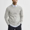 Strik>SELECTED CREW NECK STRIKTRØJE Grey