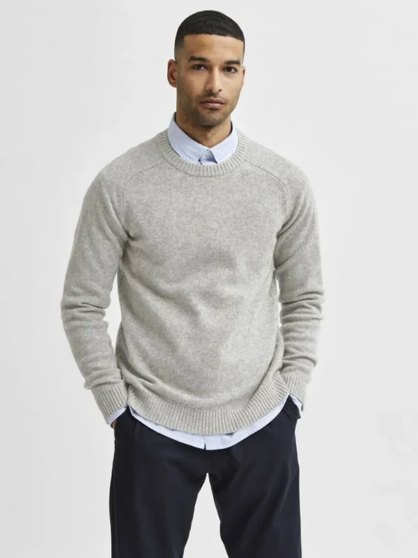 Strik>SELECTED CREW NECK STRIKTRØJE Grey