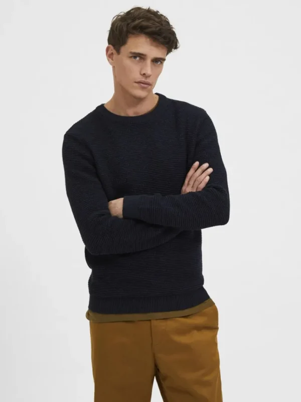 Strik>SELECTED CREW NECK STRIKTRØJE Blue