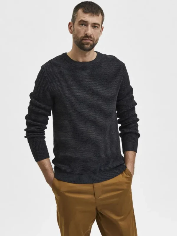 Strik>SELECTED CREW NECK STRIKTRØJE Grey
