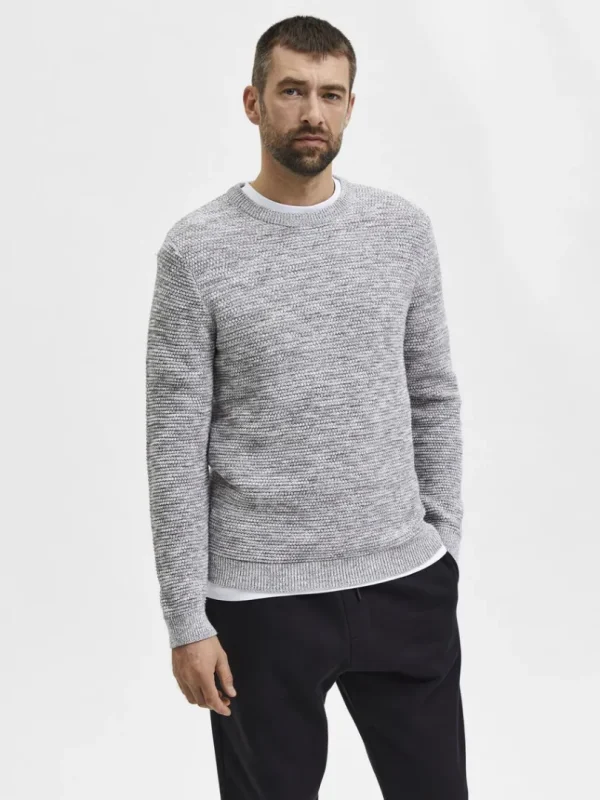 Strik>SELECTED CREW NECK STRIKTRØJE Grey