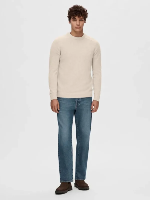 Strik>SELECTED CREW NECK STRIKTRØJE Beige