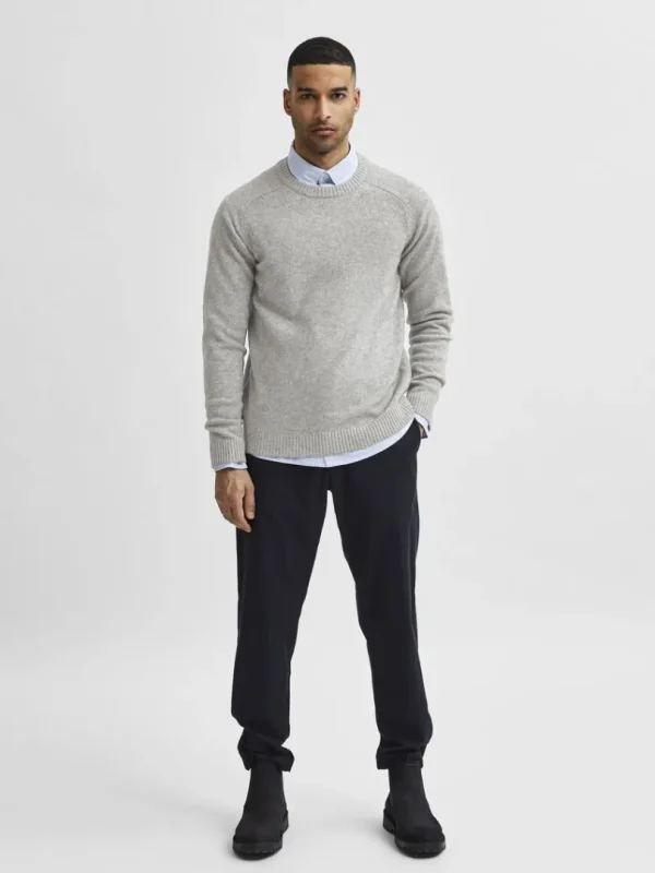 Strik>SELECTED CREW NECK STRIKTRØJE Grey
