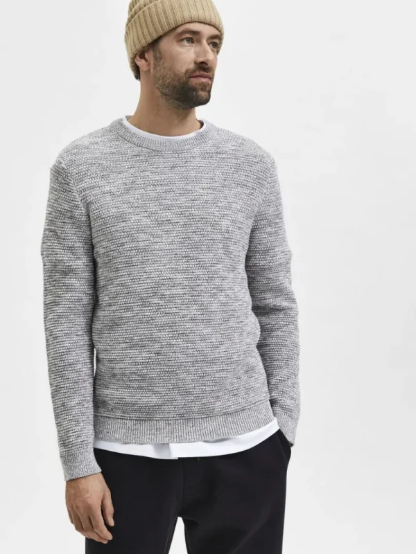 Strik>SELECTED CREW NECK STRIKTRØJE Grey