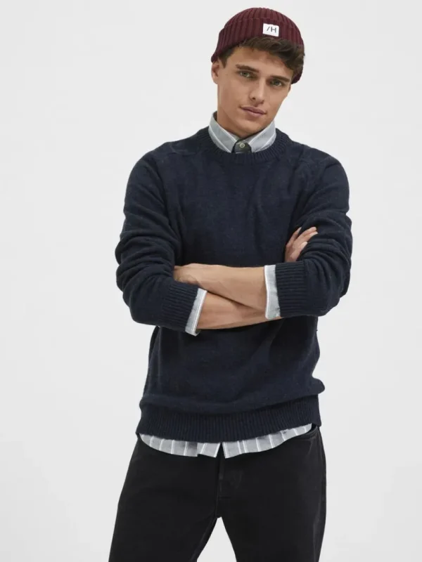 Strik>SELECTED CREW NECK STRIKTRØJE Blue