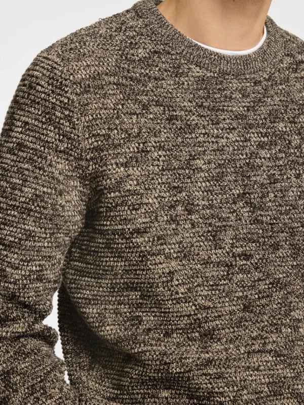 Strik>SELECTED CREW NECK STRIKTRØJE Brown