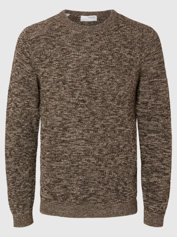 Strik>SELECTED CREW NECK STRIKTRØJE Brown