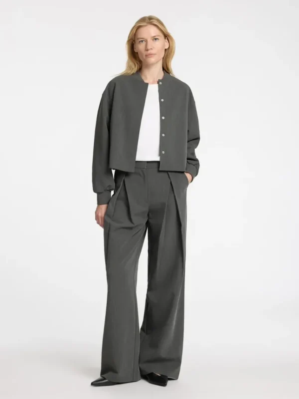 Overtøj>SELECTED CROPPED BOMBERJAKKE Grey