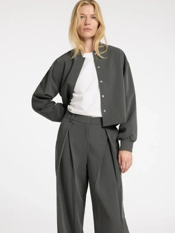 Overtøj>SELECTED CROPPED BOMBERJAKKE Grey