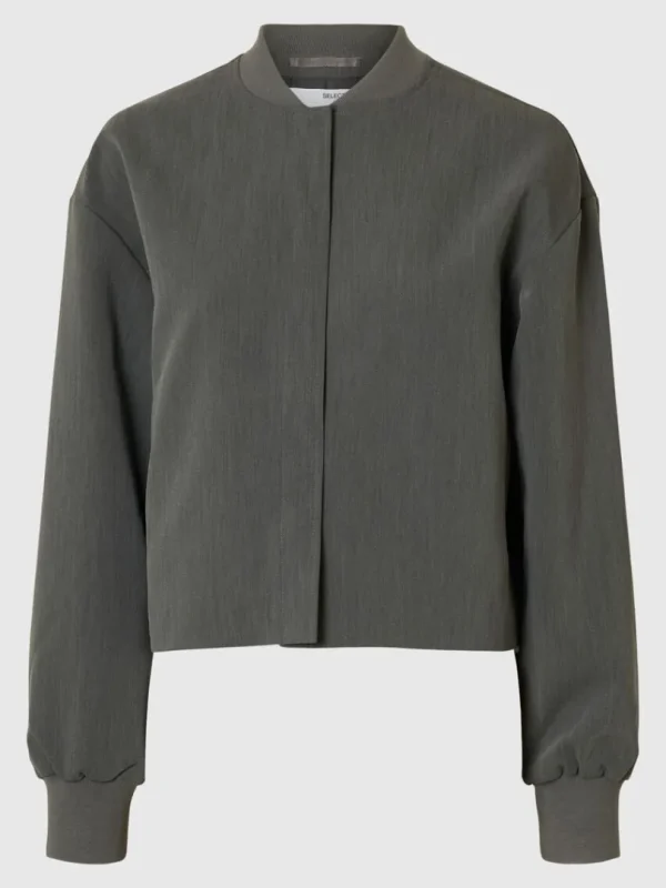 Overtøj>SELECTED CROPPED BOMBERJAKKE Grey