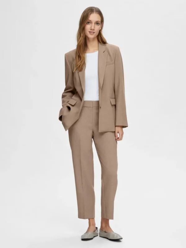 Bukser | Jakkesæt & Blazers>SELECTED CROPPED BUKSER Brown