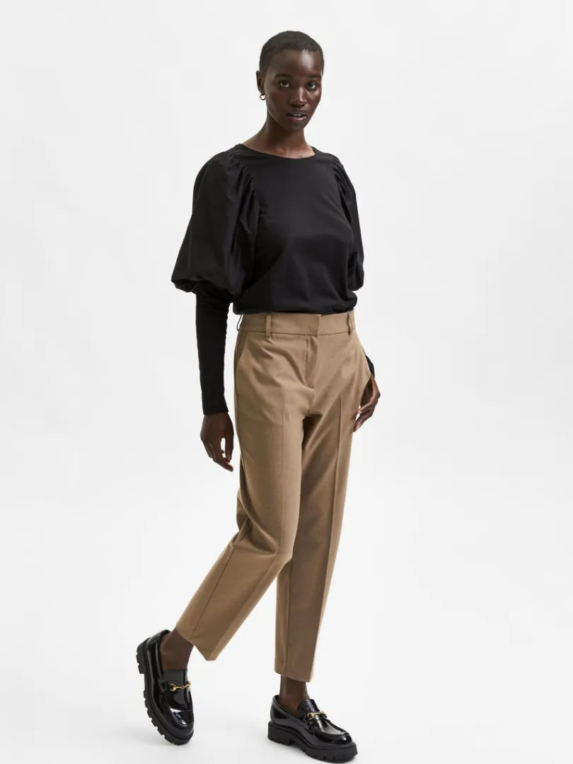 cropped_bukser_2-1.webp Bukser | Jakkesæt & Blazers>SELECTED CROPPED BUKSER Brown