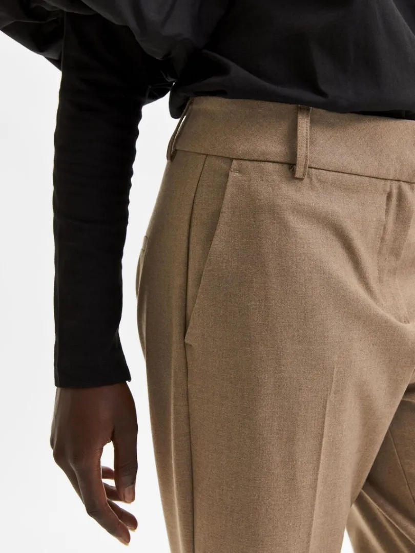 cropped_bukser_3-1.webp Bukser | Jakkesæt & Blazers>SELECTED CROPPED BUKSER Brown