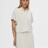 Skjorter>SELECTED CROPPED KORTÆRMET SKJORTE Beige