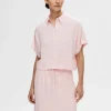 Skjorter>SELECTED CROPPED KORTÆRMET SKJORTE Pink