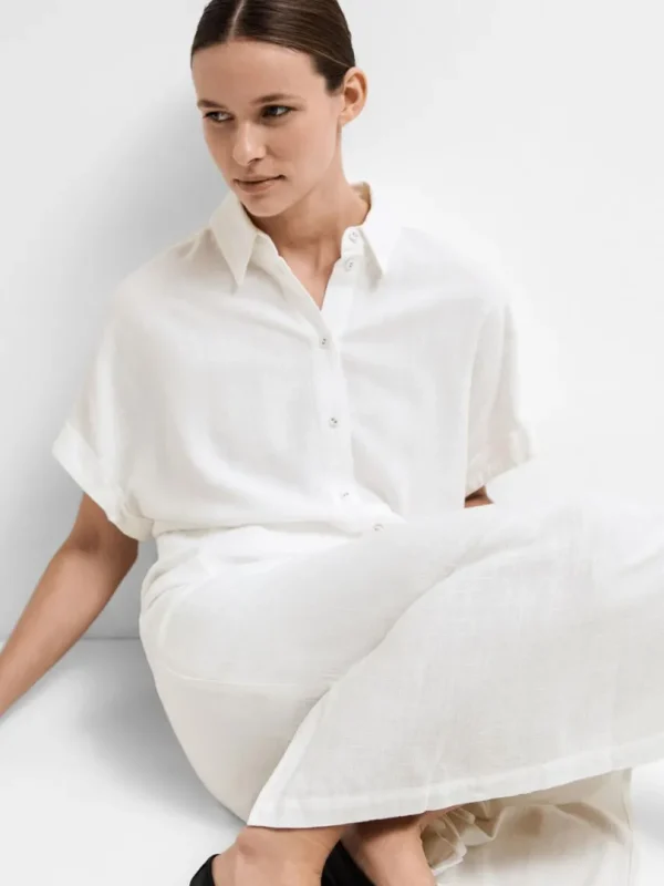 Skjorter>SELECTED CROPPED KORTÆRMET SKJORTE White