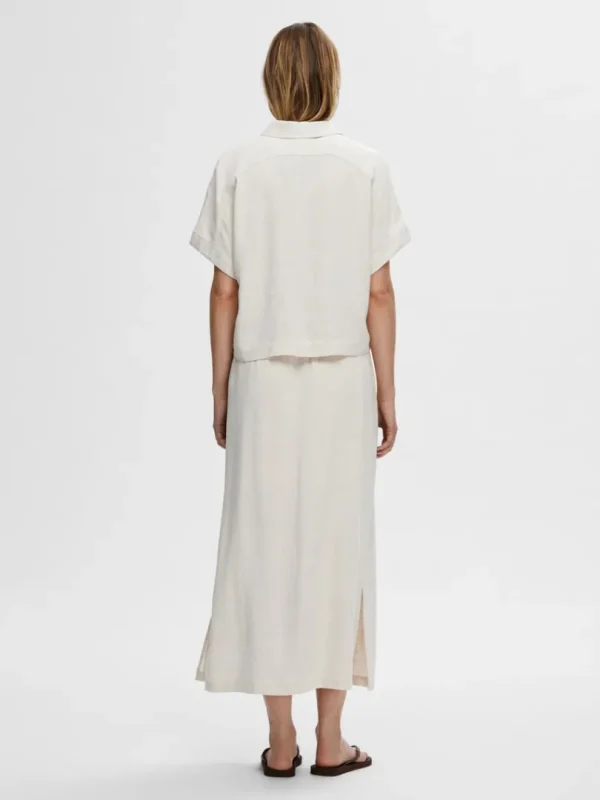 Skjorter>SELECTED CROPPED KORTÆRMET SKJORTE Beige