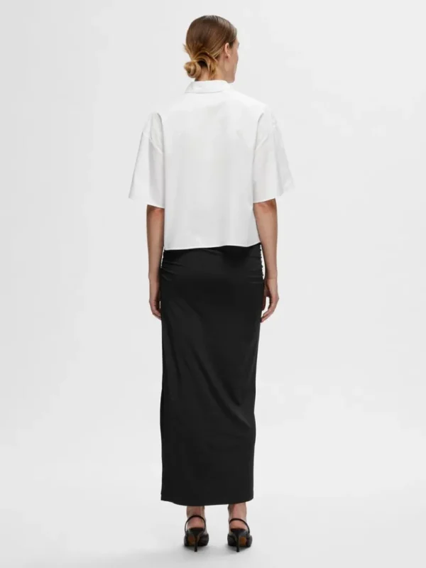 Skjorter>SELECTED CROPPED KORTÆRMET SKJORTE White