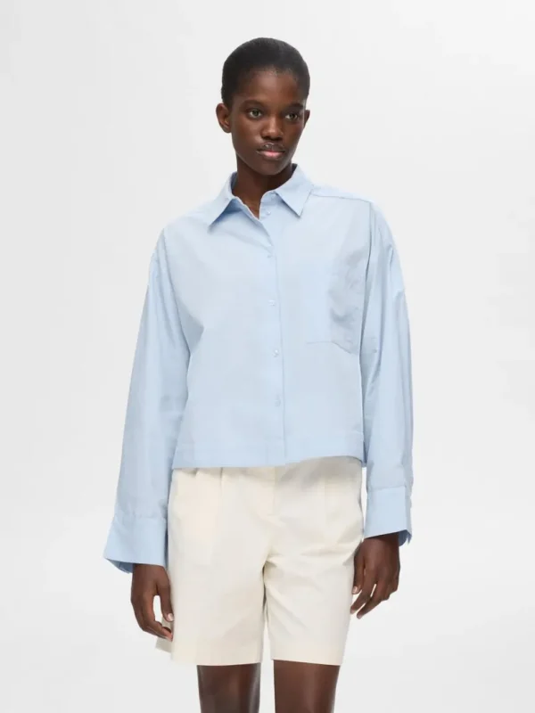Skjorter>SELECTED CROPPED SKJORTE Blue