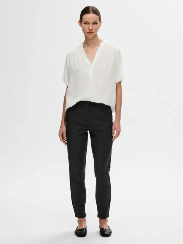 Bukser | Jakkesæt & Blazers>SELECTED CROPPED SLIM FIT BUKSER Black
