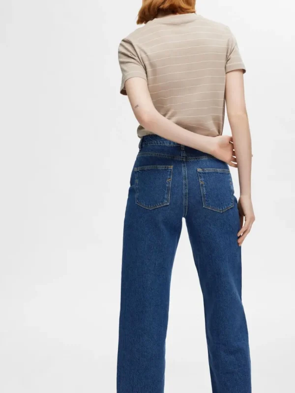 Jeans>SELECTED CROPPED STRAIGHT FIT JEANS Blue