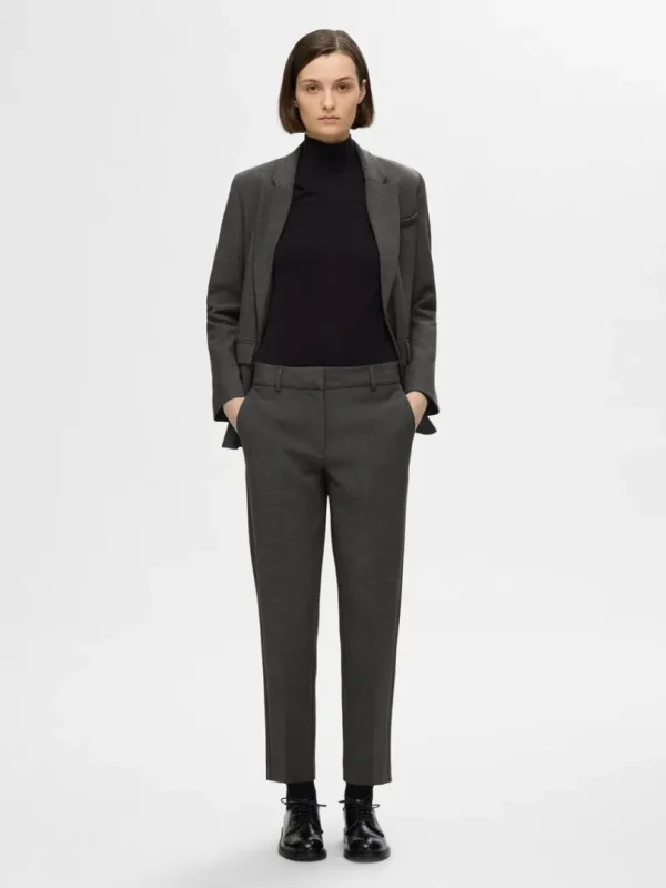 Bukser>SELECTED CROPPED TAPERED BUKSER Grey