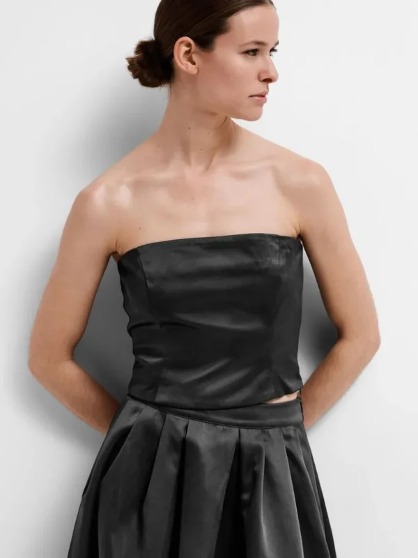 Toppe Og Bluser>SELECTED CROPPED TUBE-TOP Black