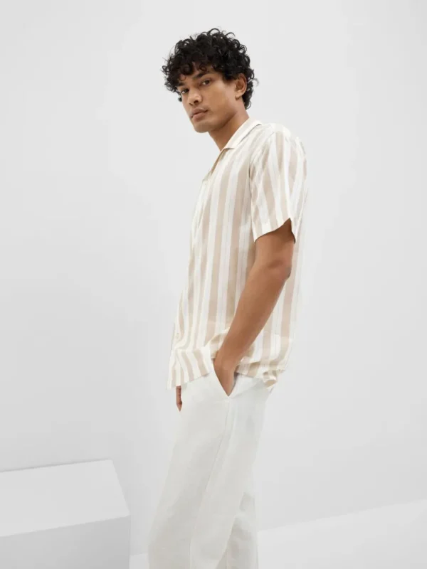 Skjorter>SELECTED CUBANSK KRAVE SKJORTE Beige