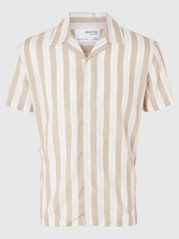 Skjorter>SELECTED CUBANSK KRAVE SKJORTE Beige