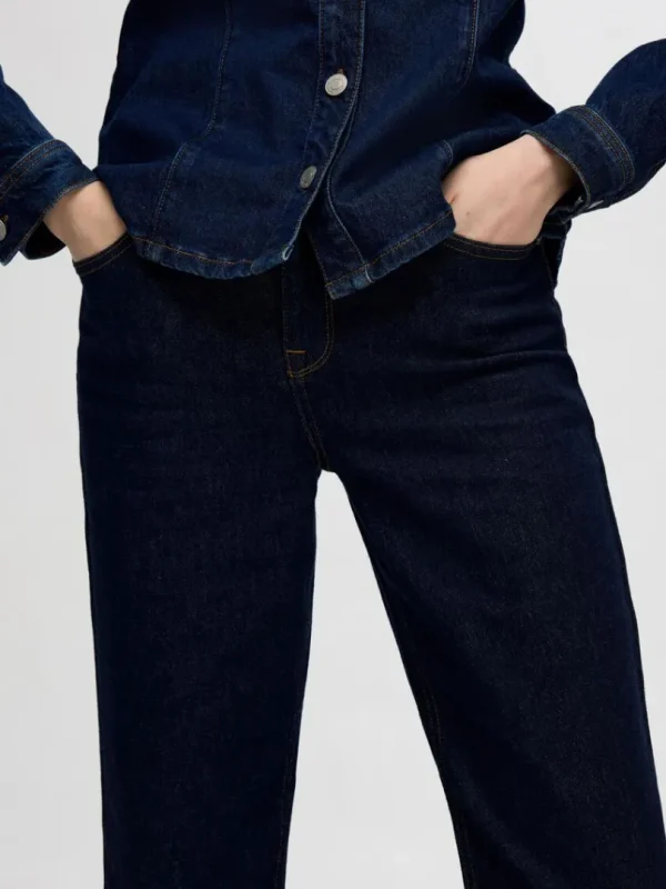 Jeans>SELECTED DARK WASH STRAIGHT FIT JEANS Blue