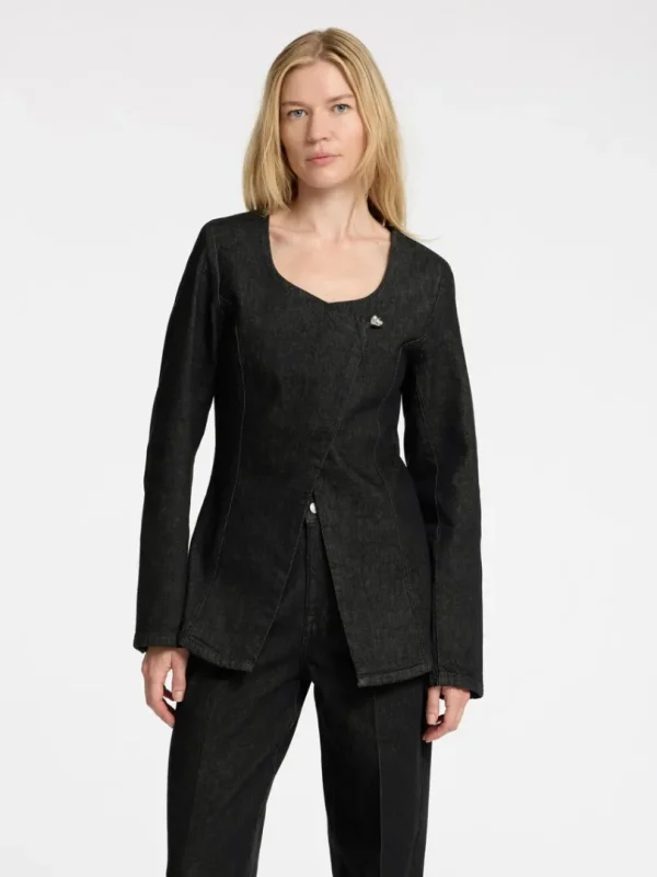 Overtøj>SELECTED DENIM BLAZER Black