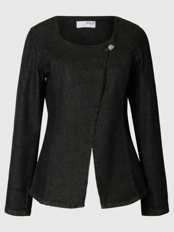 Overtøj>SELECTED DENIM BLAZER Black