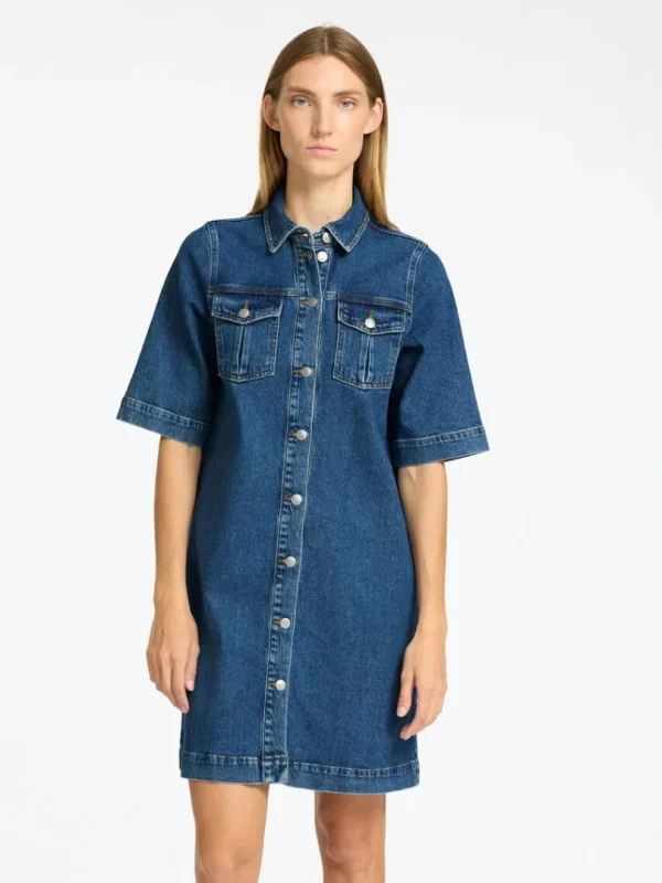 Kjoler>SELECTED DENIM MIDIKJOLE Blue