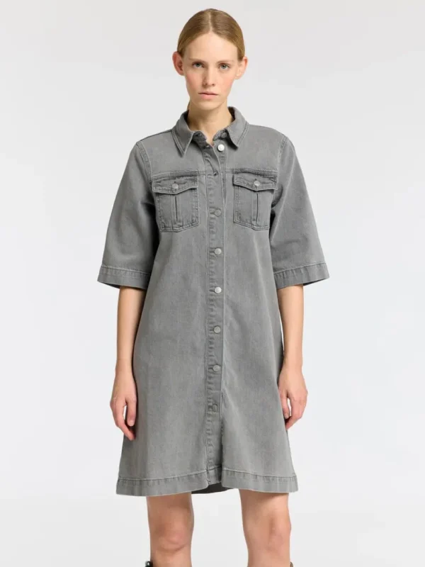 Kjoler>SELECTED DENIM MIDIKJOLE Grey