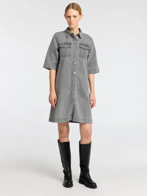 Kjoler>SELECTED DENIM MIDIKJOLE Grey