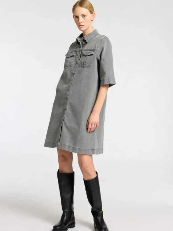 Kjoler>SELECTED DENIM MIDIKJOLE Grey