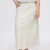 Nederdele>SELECTED DENIM MIDINEDERDEL White