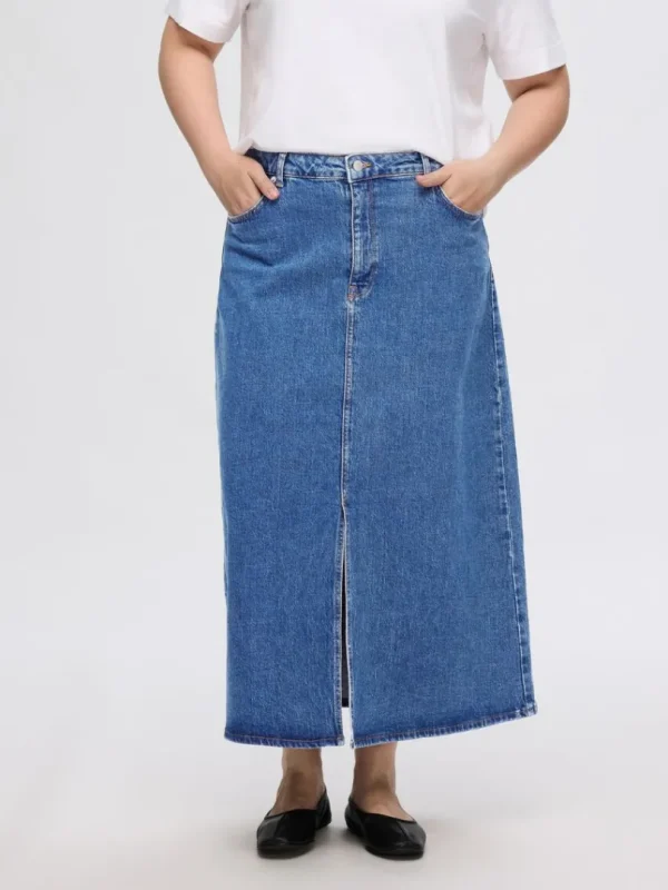 Nederdele>SELECTED DENIM MIDINEDERDEL Blue