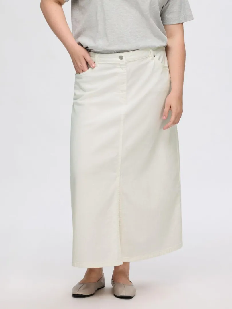denim_midinederdel_0.webp Nederdele>SELECTED DENIM MIDINEDERDEL White