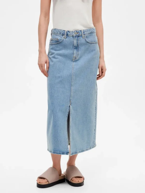Nederdele>SELECTED DENIM MIDINEDERDEL Blue