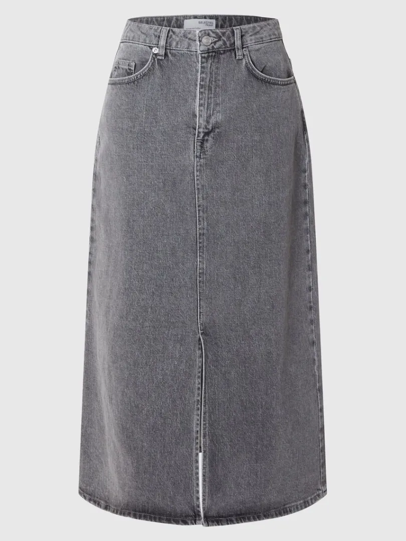 denim_midinederdel_2-3.webp Nederdele>SELECTED DENIM MIDINEDERDEL Grey