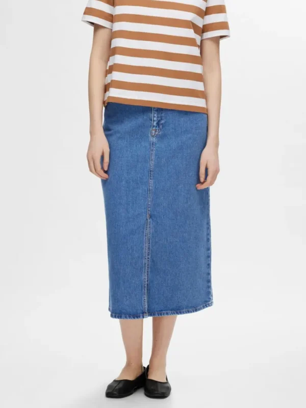 Nederdele>SELECTED DENIM MIDINEDERDEL Blue