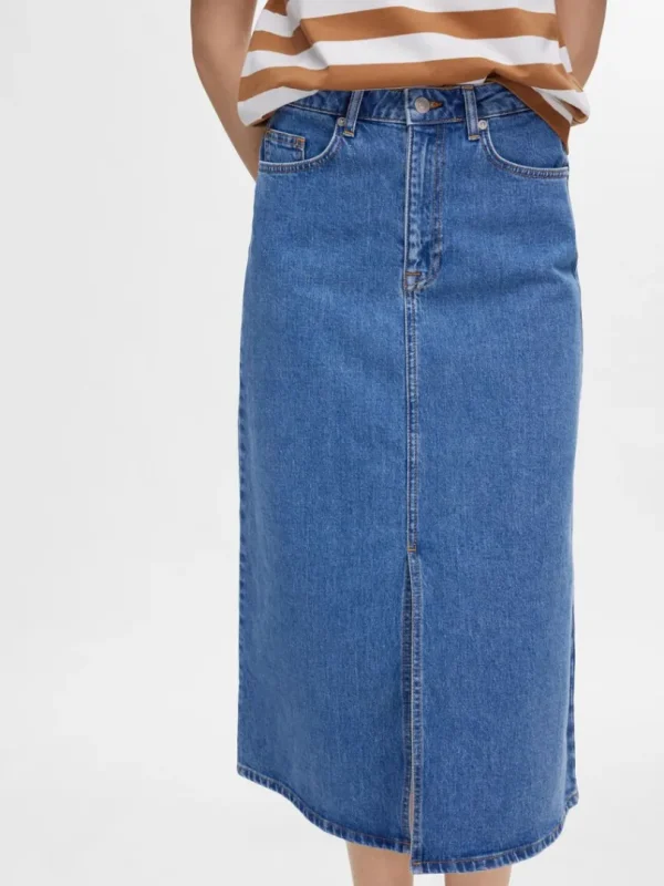 Nederdele>SELECTED DENIM MIDINEDERDEL Blue