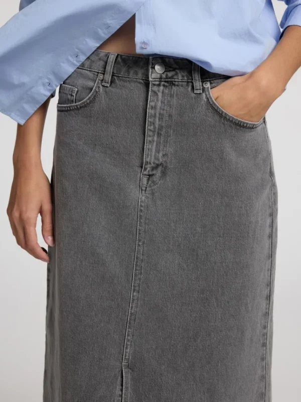 Nederdele>SELECTED DENIM MIDINEDERDEL Grey
