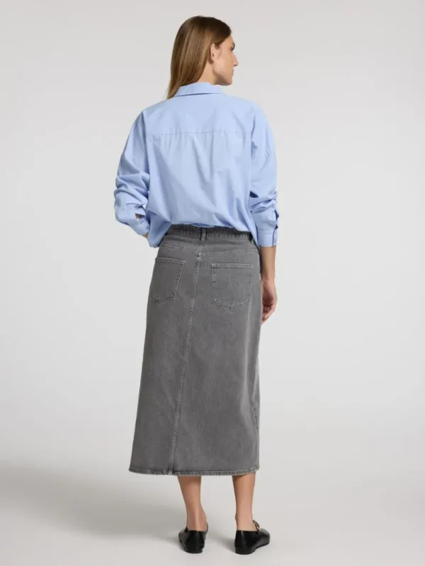 Nederdele>SELECTED DENIM MIDINEDERDEL Grey