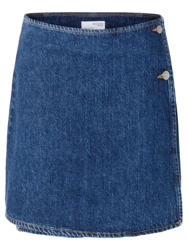 Nederdele>SELECTED DENIM SLÅ-OM-NEDERDEL Blue