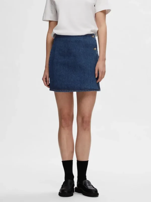 Nederdele>SELECTED DENIM SLÅ-OM-NEDERDEL Blue
